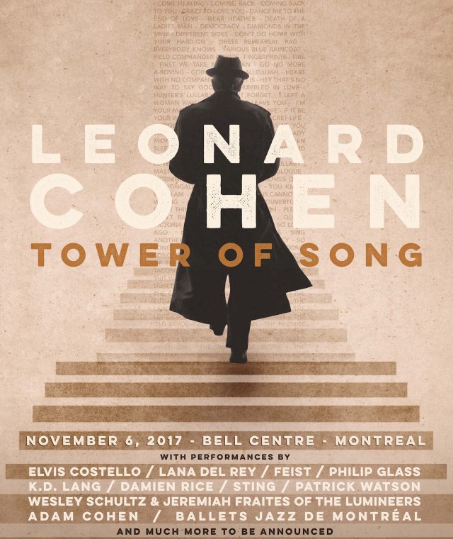 Announcement of a tribute concert for Leonard Cohen