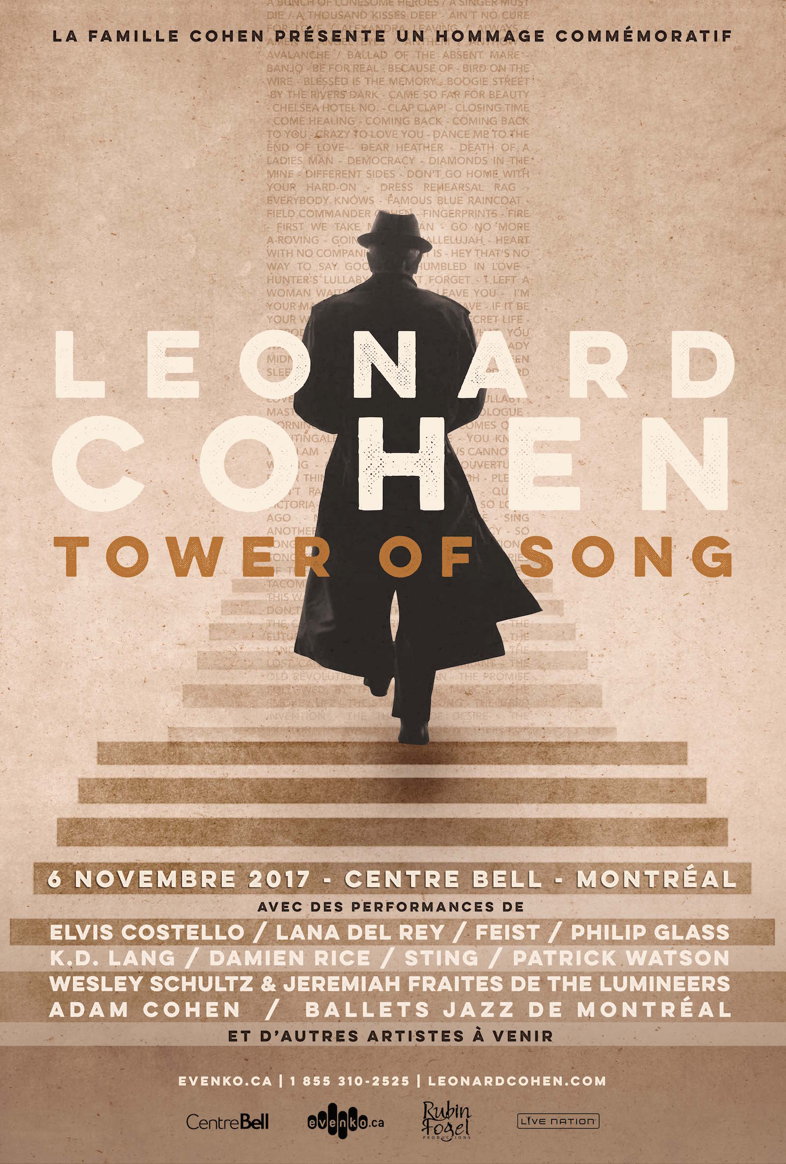 Annonce d'un concert hommage à Leonard Cohen Musée d'art contemporain
