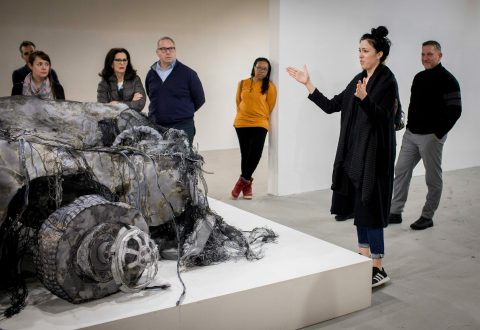 SéminArts – Visit to Art Mûr Gallery (14-03-2018). Work from Jannick Deslauriers, Sentence, soufflé et linceul, 2017