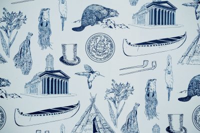 Nadia Myre, Contact in Monochrome (Toile de Jouy), 2018