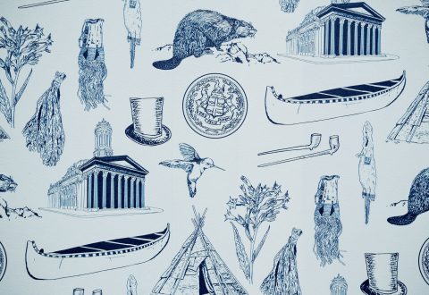Nadia Myre, Contact in Monochrome (Toile de Jouy), 2018