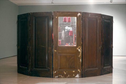 The Red Room - Child, 1994, Wood, metal, thread, glass and wax.