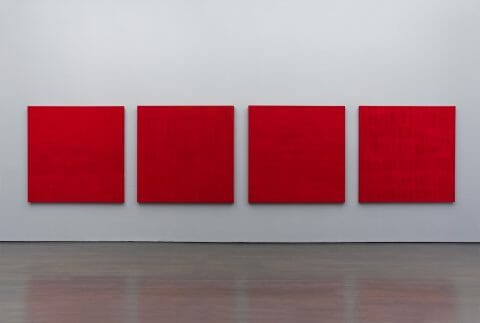 Rouge n° 3, 5, 6, 2, 1997, Acrylic on canvas, 4 elements.