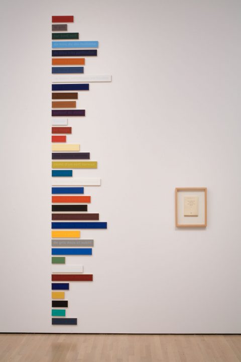 Les Couleurs de Cézanne dans les mots de Rilke, 36/100 - essai, 1997-1998, Francine Savard, Peinture vinylique et acrylique sur toile marouflée sur aggloméré de fibre de pin et livre encadré.