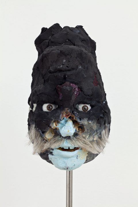 Untitled, 2012, Epoxy clay, plaster, glass eyes, synthetic hair, acrylic paint, metal wire, resin, quartz and various minerals, pyrite, stainless steel.